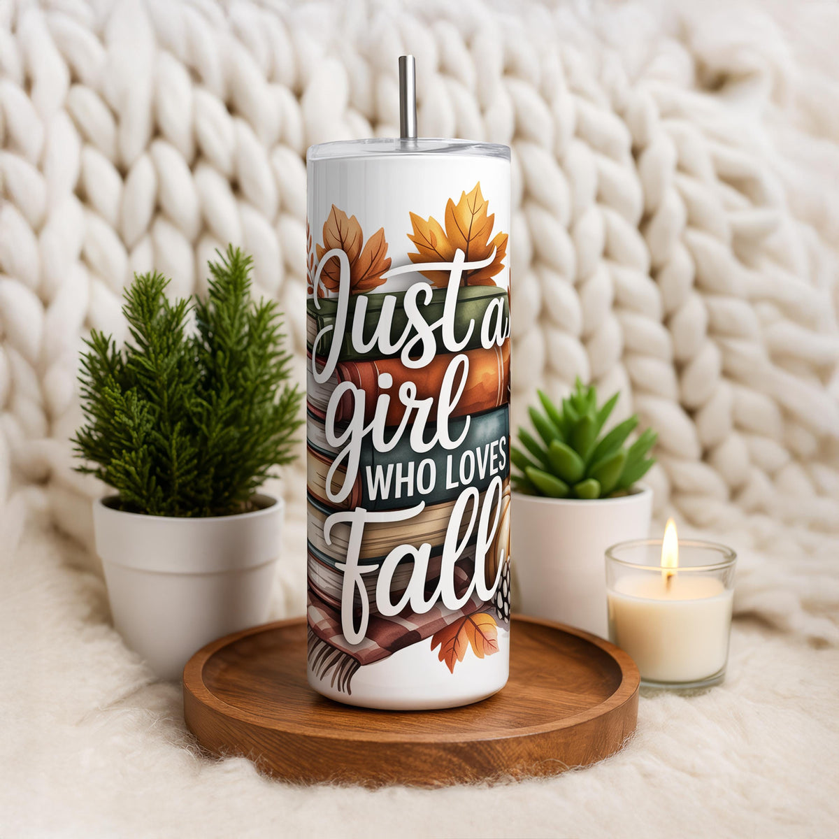 Just A Girl Who Loves Fall Coffee Tumbler, Fall Season Gift Stainless Steel Tumbler