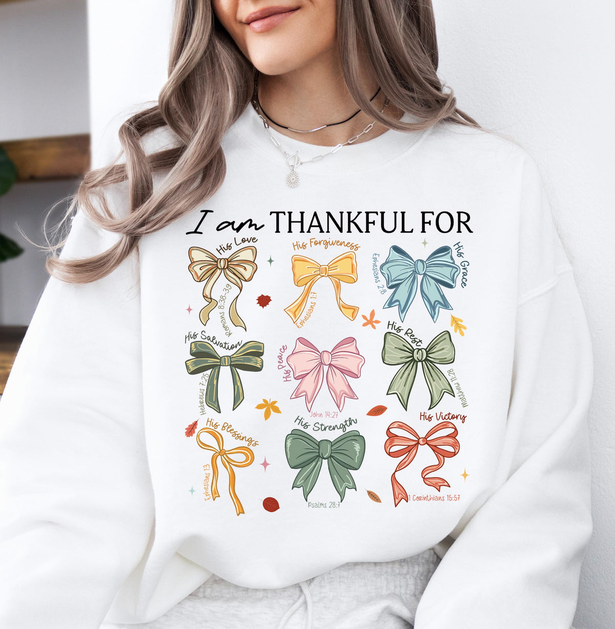 Coquette Bow I am Thankful for Sweatshirt, Thanksgiving Religious Women Hoodie, Bible Verse Thankful Sweat, Christian Thanksgiving Sweater