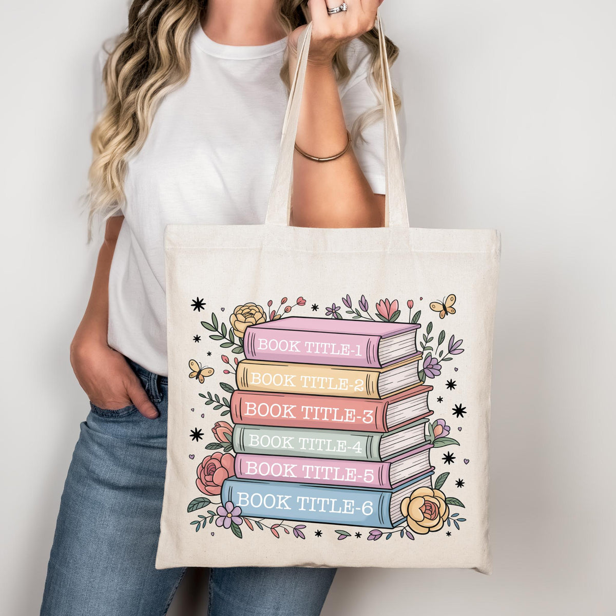 Custom Book Tote Bag, Personalized Bookish Tote Bag, Book Lover Gift Idea, Cute Bookworm Bag, Librarian Aesthetic Bag, Teacher Tote Bag