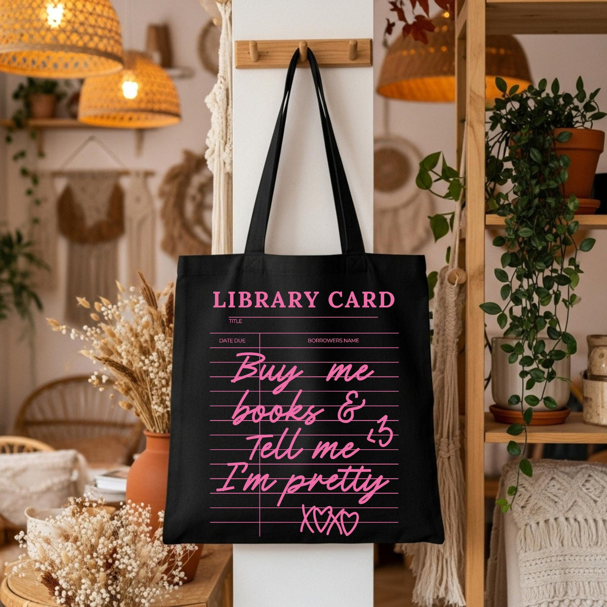 Library Card Tote Bag, Bookish Tote Bag, Buy me Books and Tell me I'm Pretty Bag, Book Canvas Bag, Cute Book Lover Gift, Bookworm Tote Bag