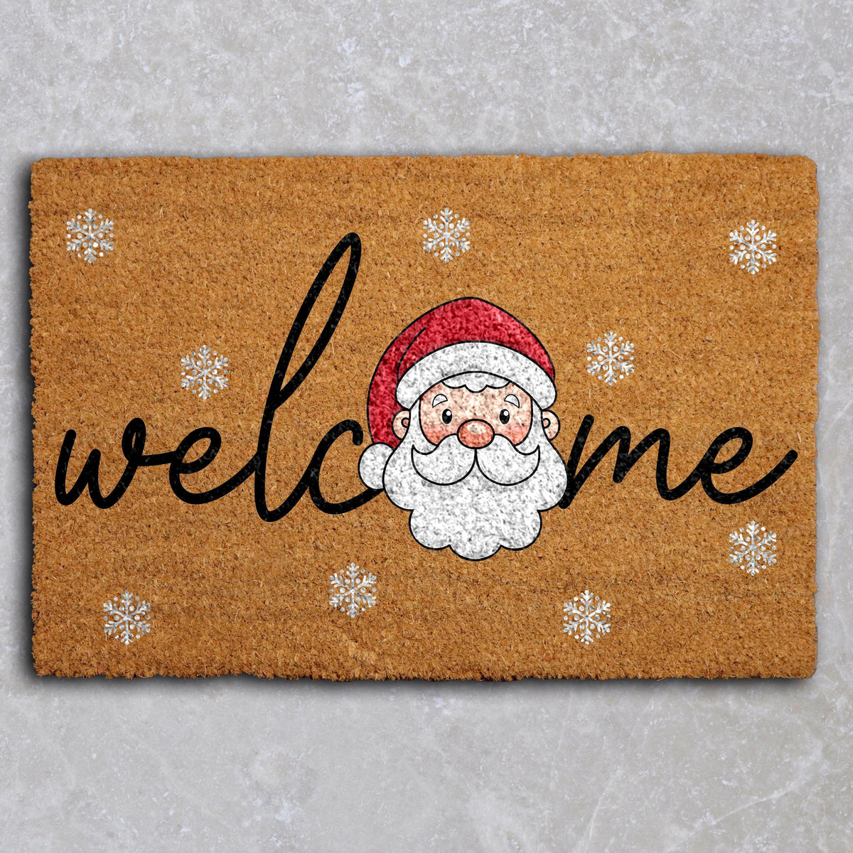 Santa Welcome Doormat, Cute Christmas Front Door Mat, Jolly Santa Claus Welcome Mat