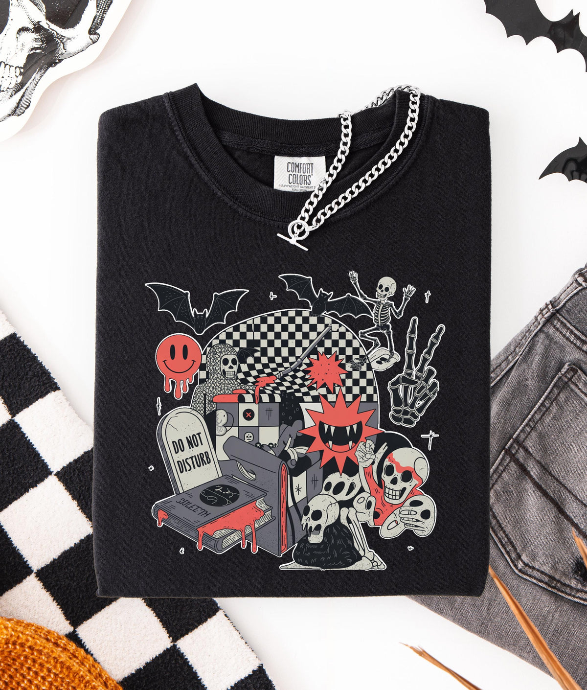 Do Not Disturb Skeleton Vampire Comfort Colors® Shirt, Funny Skeletons Halloween T-shirt, Skeleton Boo Party Tee, Spooky Vibes Crewneck