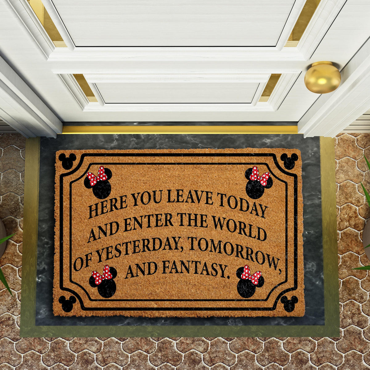 Here You Leave Today Doormat, Fantasy Theme Housewarming Gift, Magical Home Decor