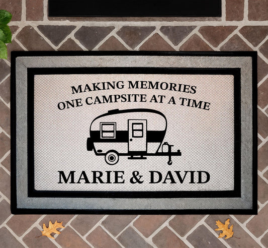 Making Memories One Campsite At A Time Doormat, Personalized Camper Door Mat