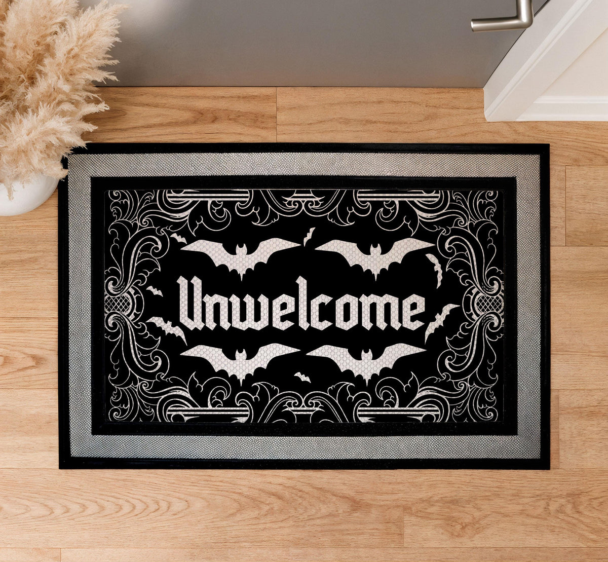 Unwelcome Bat Doormat, Gothic Spooky Home Decor, Vampire Bat Entry Mat