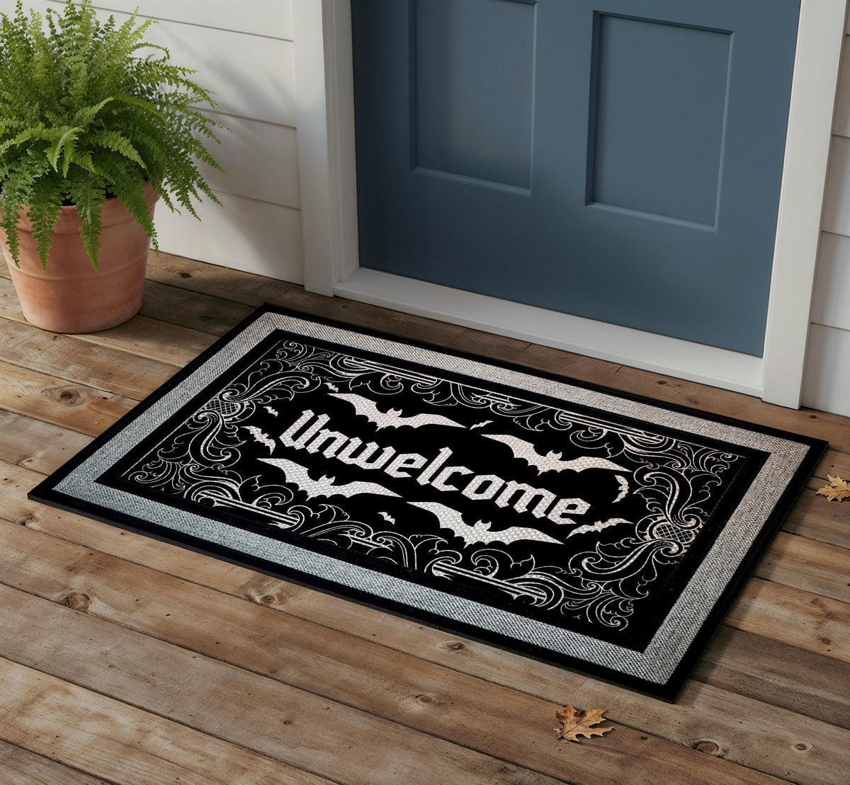 Unwelcome Bat Doormat, Gothic Spooky Home Decor, Vampire Bat Entry Mat