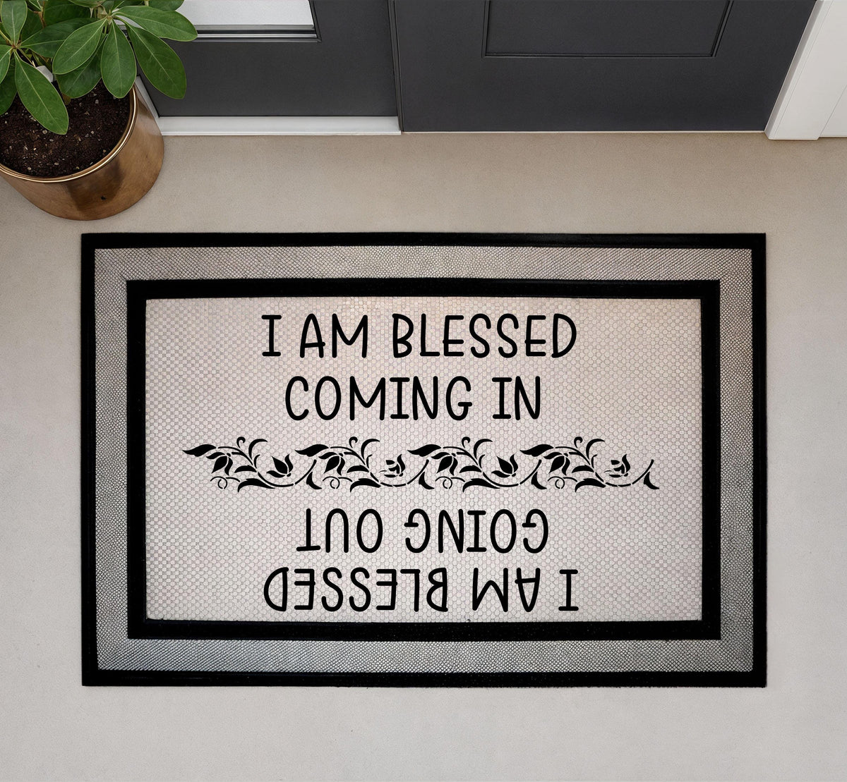 I am Blessed Coming In And Going Out Doormat, Inspirational Welcome Mat, Christian Home Decor