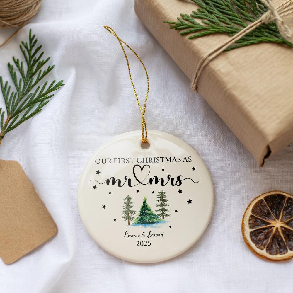 Personalized Our First Christmas As Mr. & Mrs. Ornament, Newly Wedded Couple Christmas Keepsake