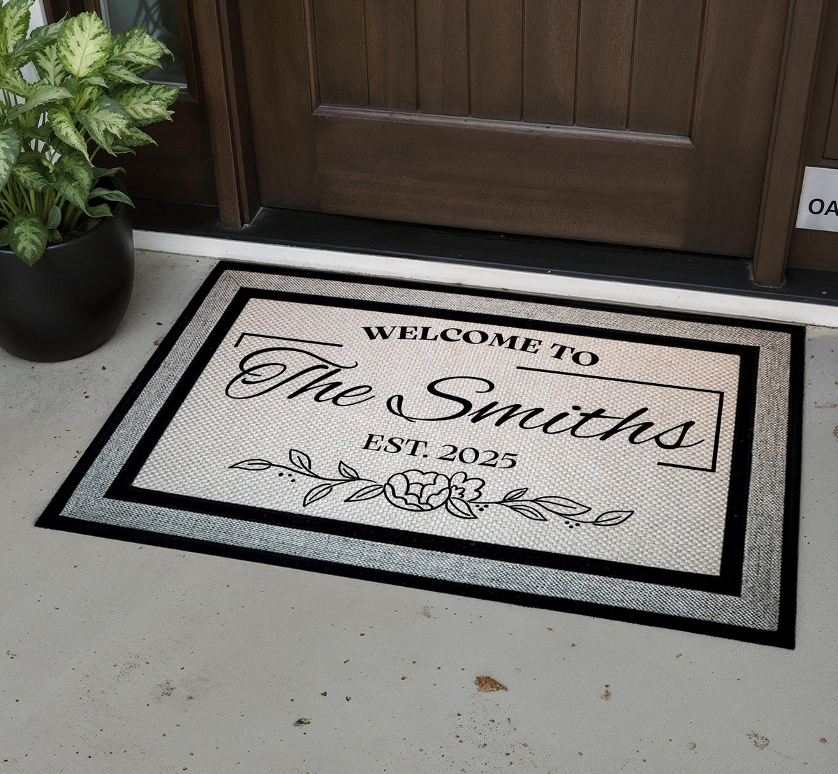Custom Welcome to Our Home Doormat, Family Name & Est Year Door Mat