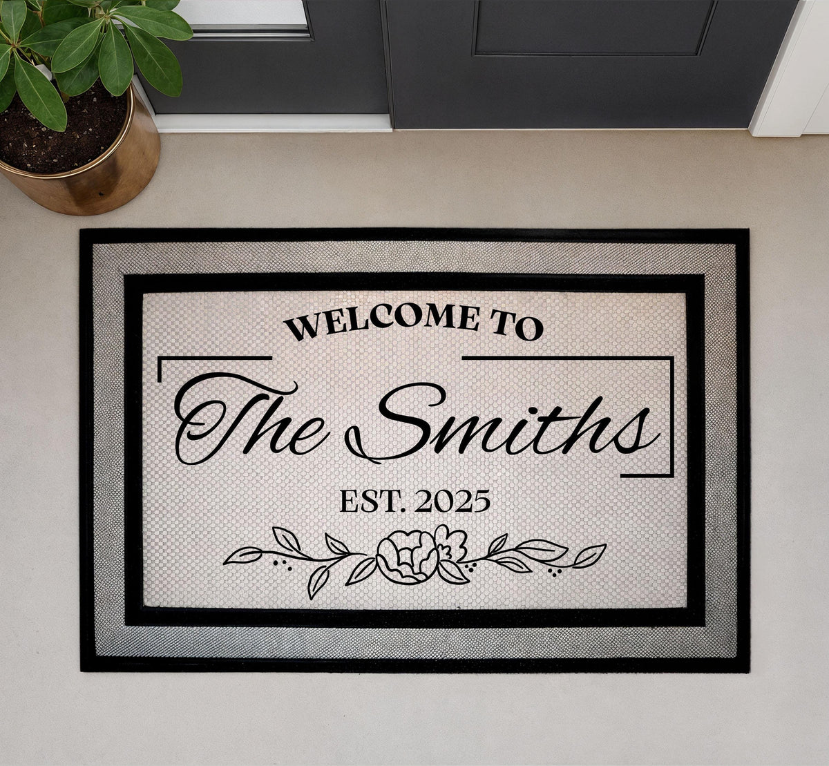 Custom Welcome to Our Home Doormat, Family Name & Est Year Door Mat
