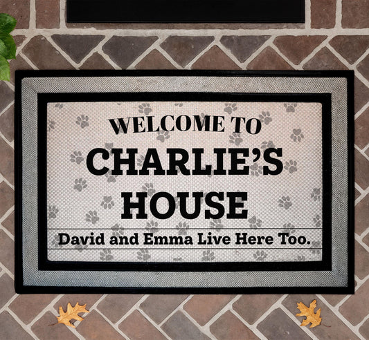 Custom Pet House Doormat, Personalized Dog Cat Name Welcome Mat