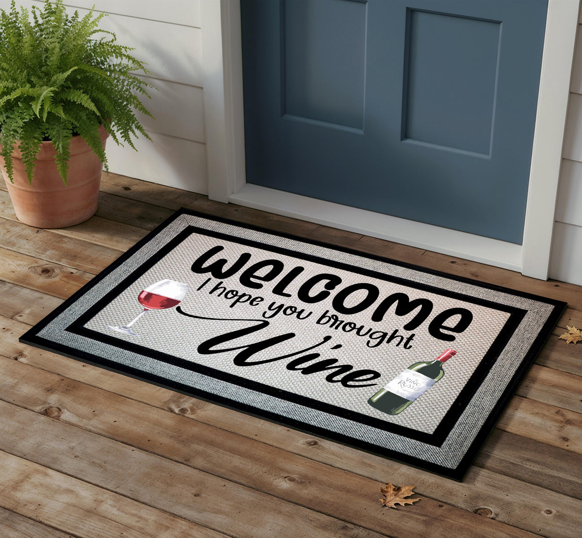 Welcome I Hope You Brought Wine Doormat, Funny Front Porch Rug