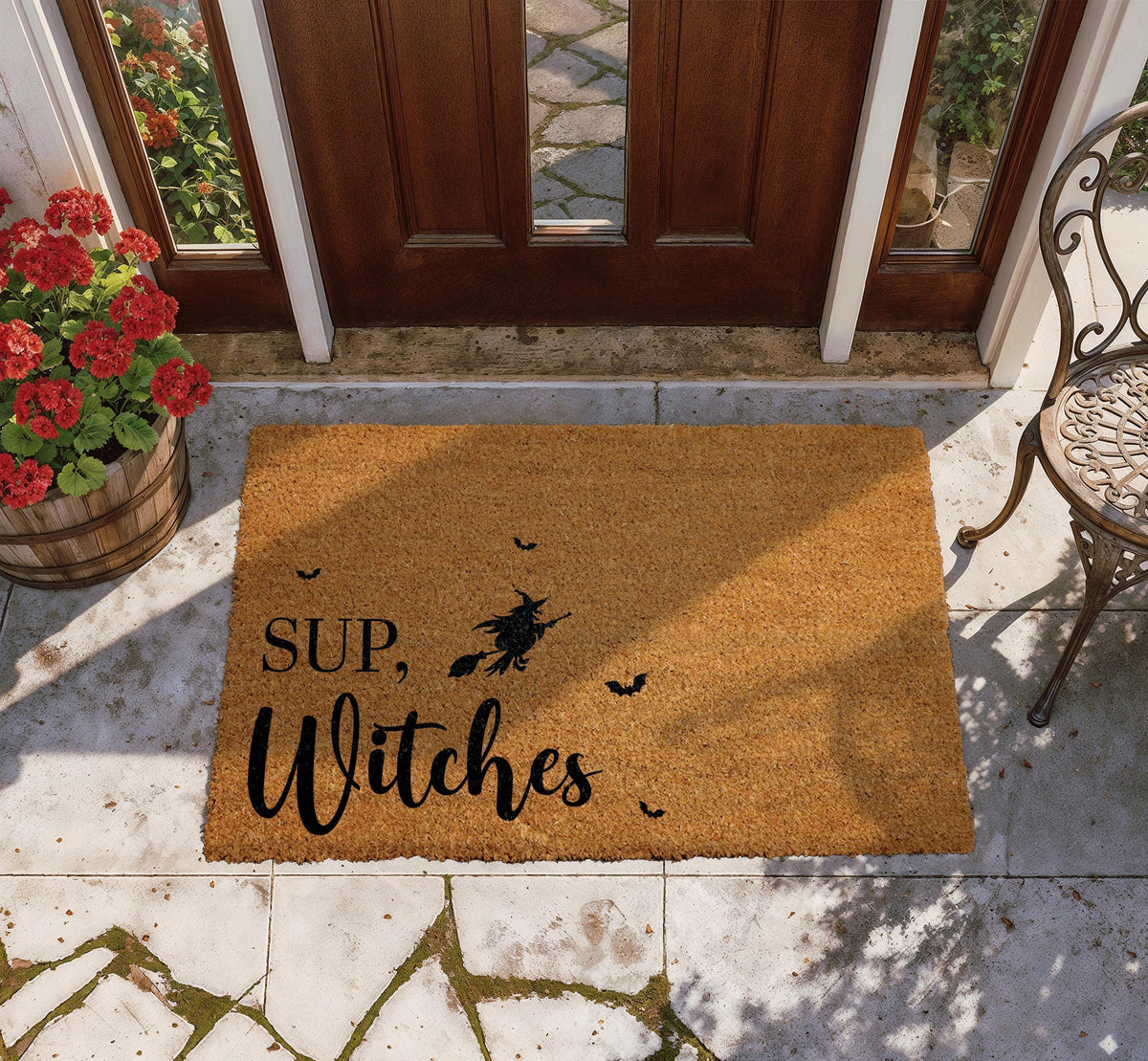 Sup Witches Doormat, Halloween Welcome Mat, Funny Witchy Entrance Rug