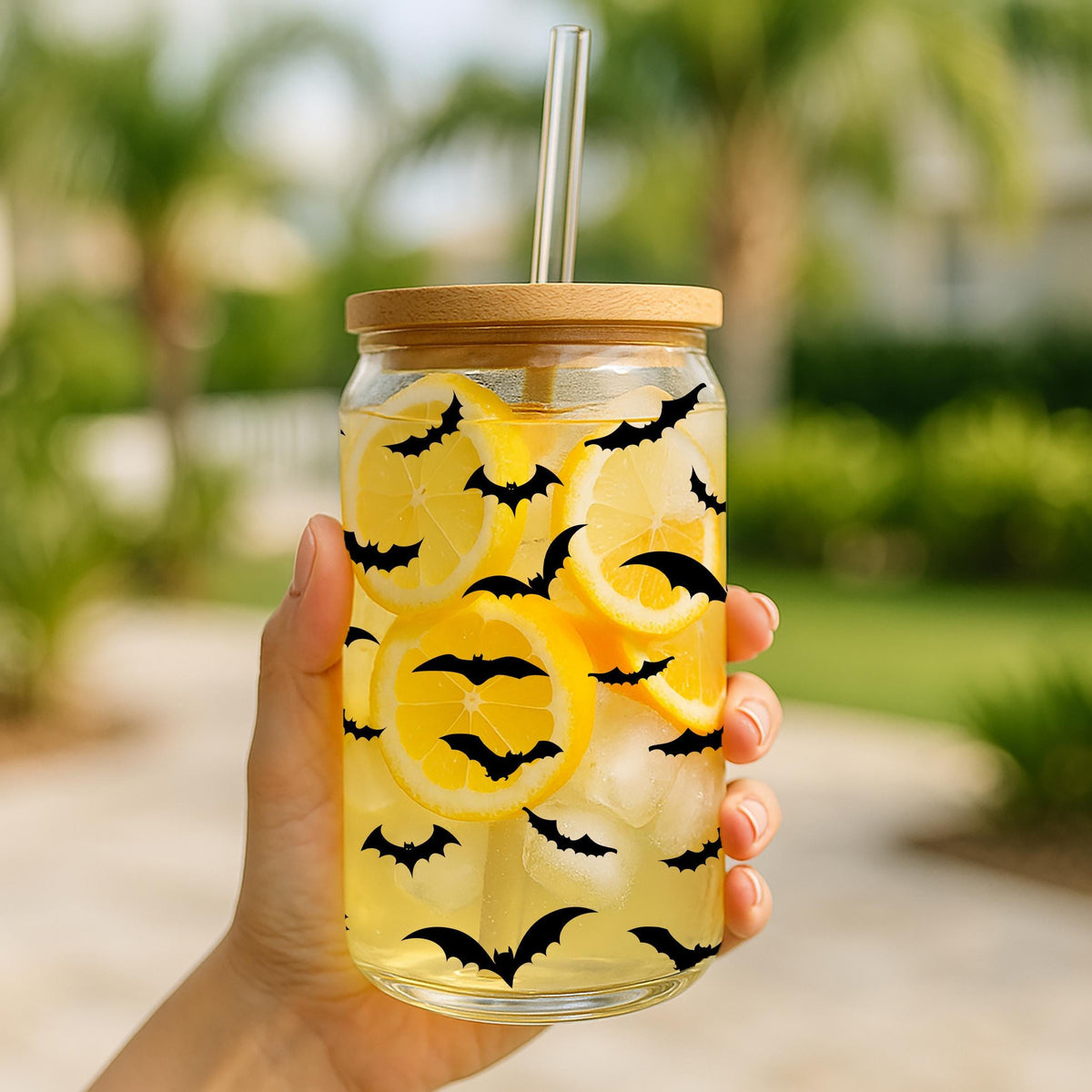 Spooky Bats Pattern Kids Lemonade Cup, Halloween Festive Cocktail Cup Tumbler