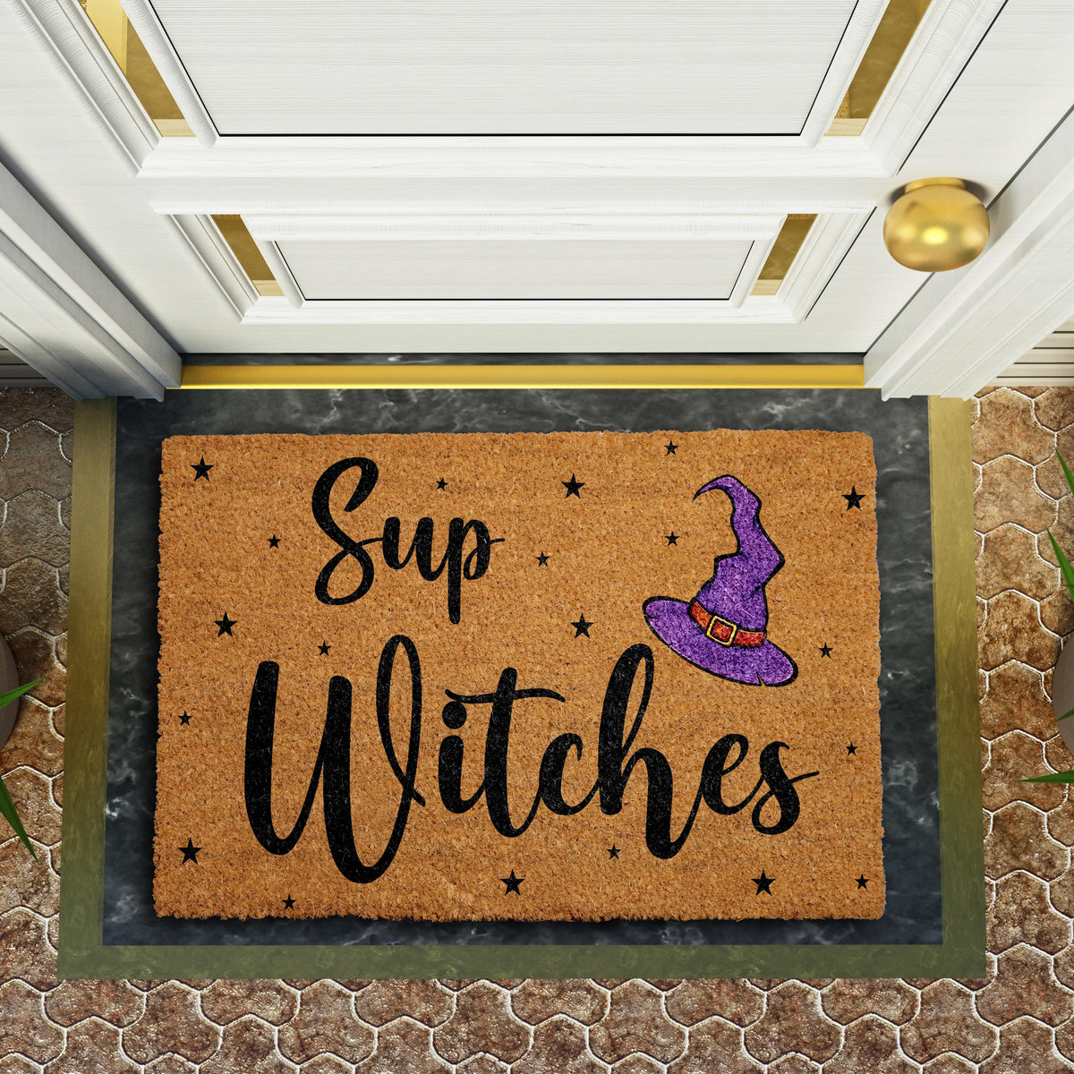 Sup Witches Doormat, Funny Witchy Home Decor, Halloween Welcome Mat