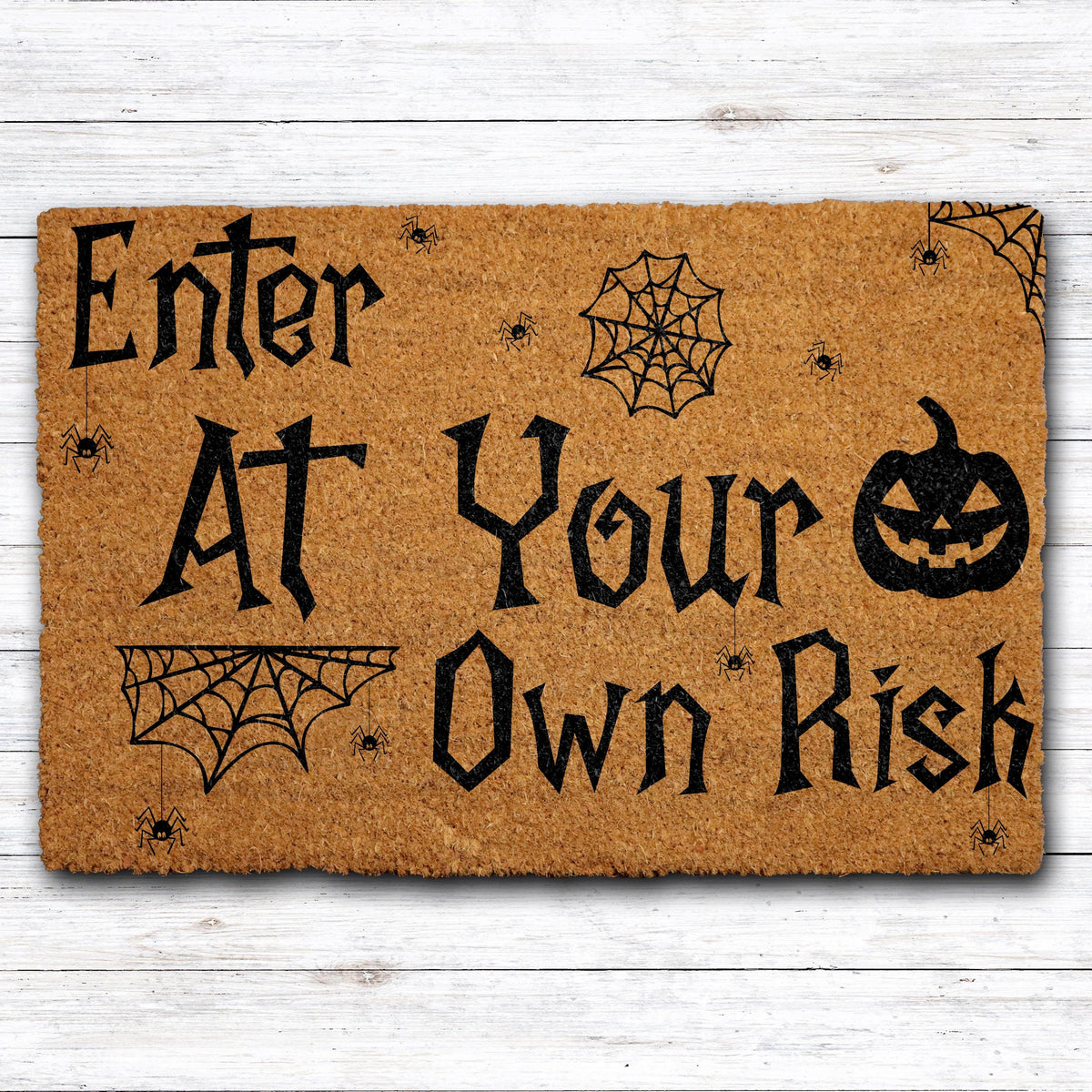 Enter At Your Own Risk Doormat, Spooky Front Porch Mat, Halloween Welcome Mat