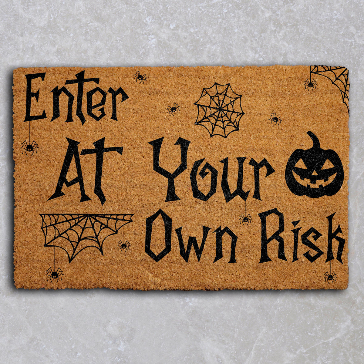 Enter At Your Own Risk Doormat, Spooky Front Porch Mat, Halloween Welcome Mat