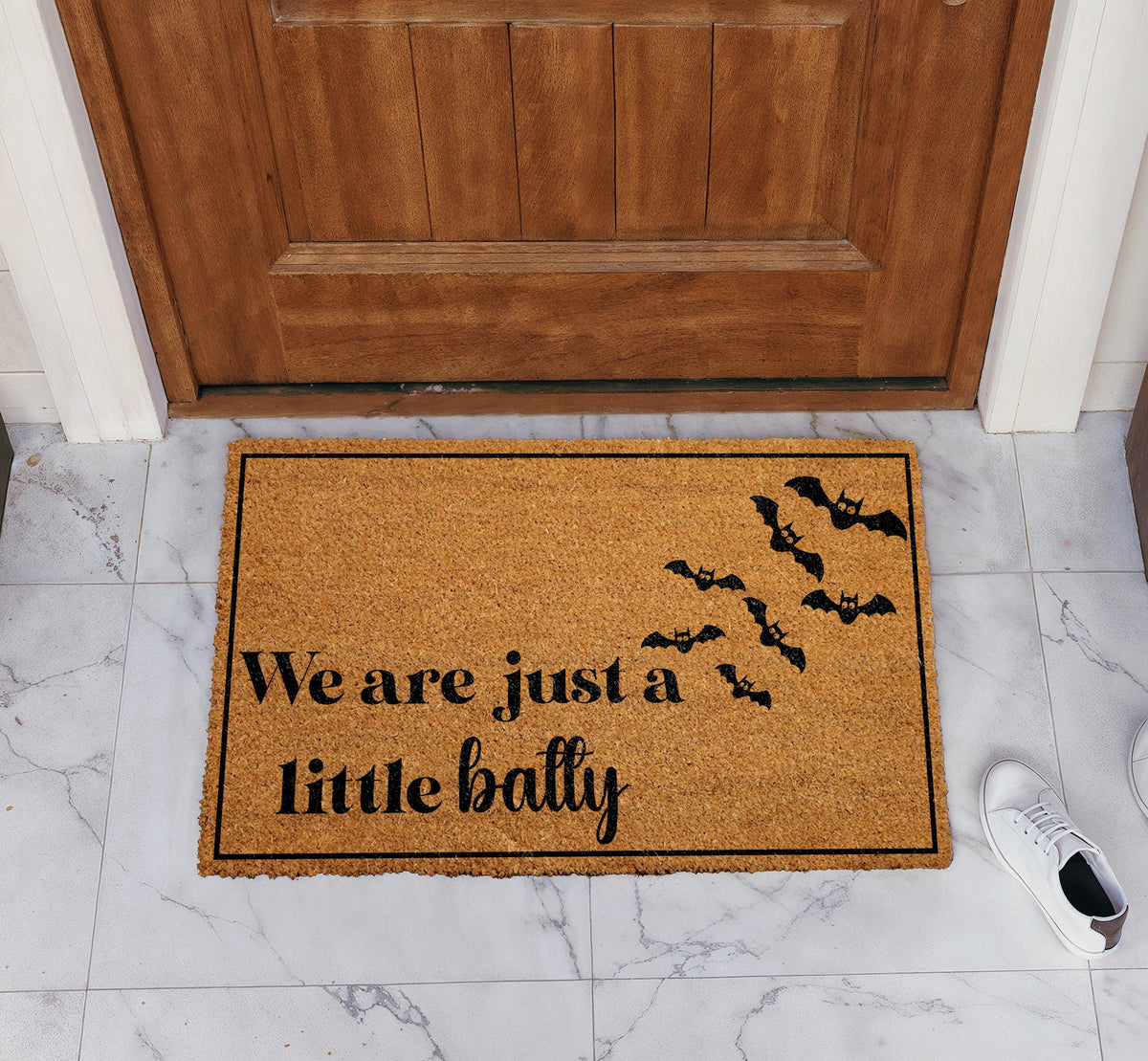 We Are Just a Little Batty Doormat, Gothic Fall Home Decor, Bat Front Porch Coir Rug