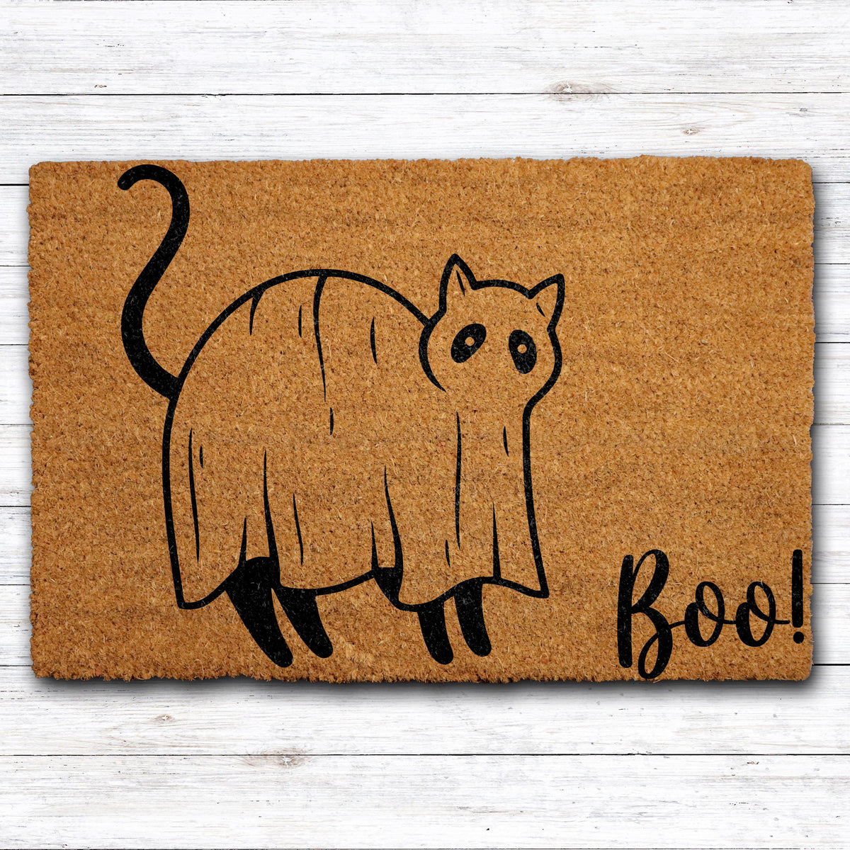 Funny Ghost Cat Doormat, Boo Kitty Welcome Mat, Halloween Home Decor