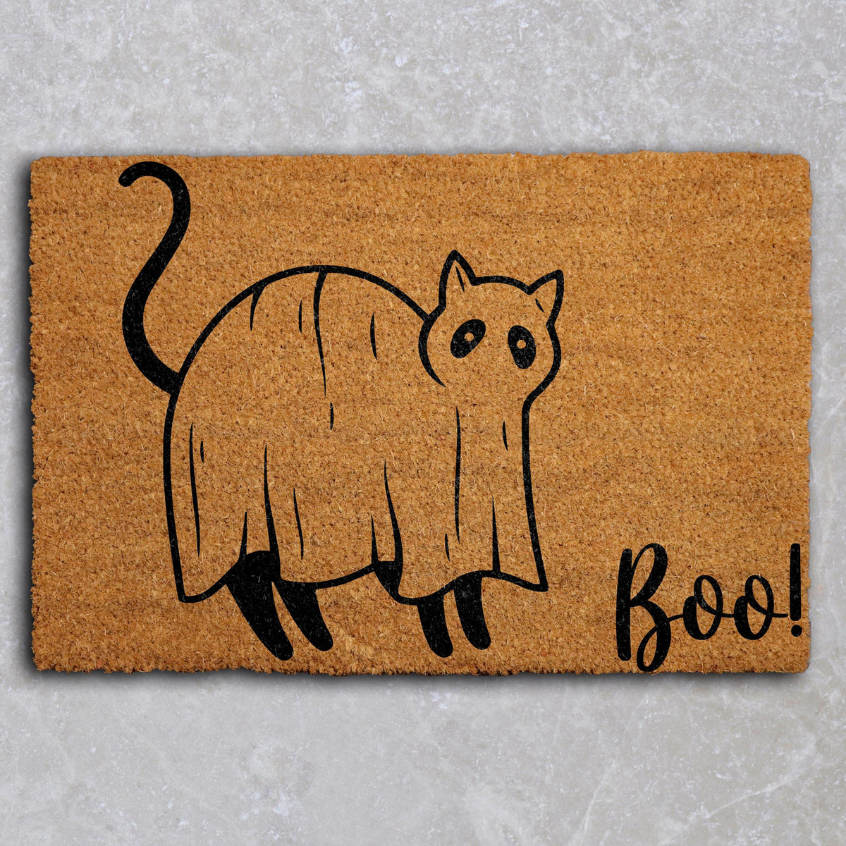 Funny Ghost Cat Doormat, Boo Kitty Welcome Mat, Halloween Home Decor