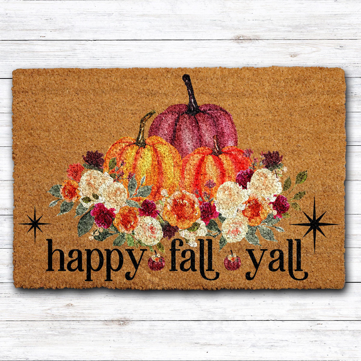 Happy Fall Y'all Door Mat, Pumpkin Doormat, Cute Home Decor, Thanksgiving House Gift