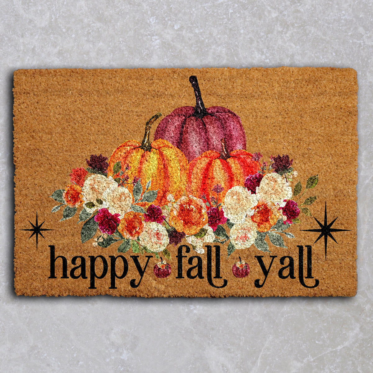 Happy Fall Y'all Door Mat, Pumpkin Doormat, Cute Home Decor, Thanksgiving House Gift