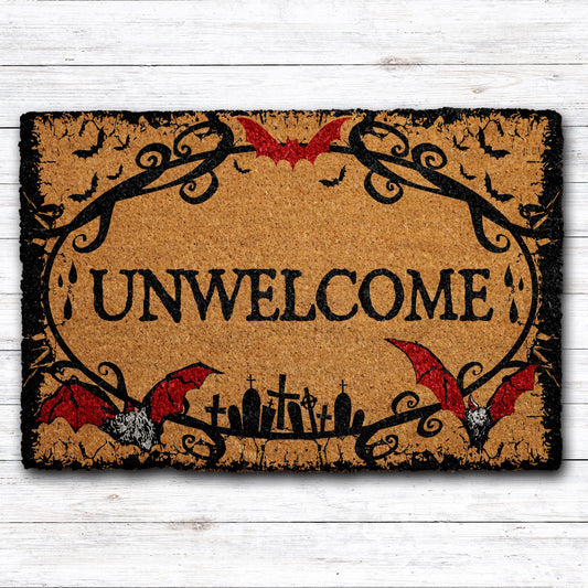 Unwelcome Bat Doormat, Spooky Bats Home Decor, Vampire Themed Door Mat, Gothic Welcome Mat