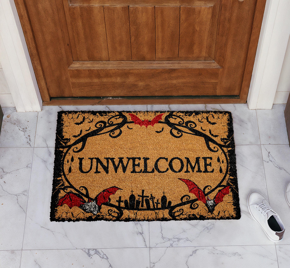 Unwelcome Bat Doormat, Spooky Bats Home Decor, Vampire Themed Door Mat, Gothic Welcome Mat