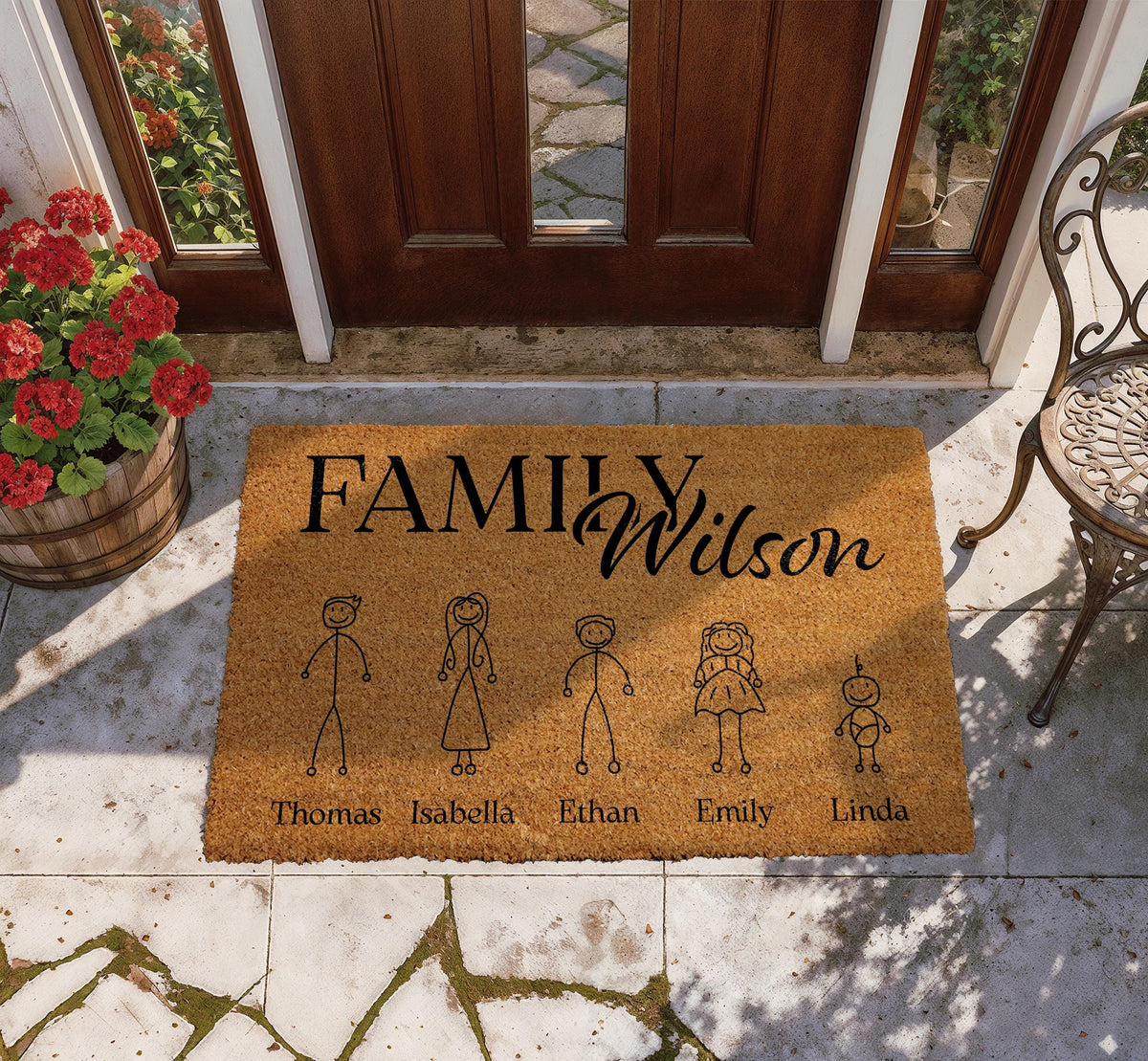 Personalized Family Doormat, Stick Figure Family Welcome Mat