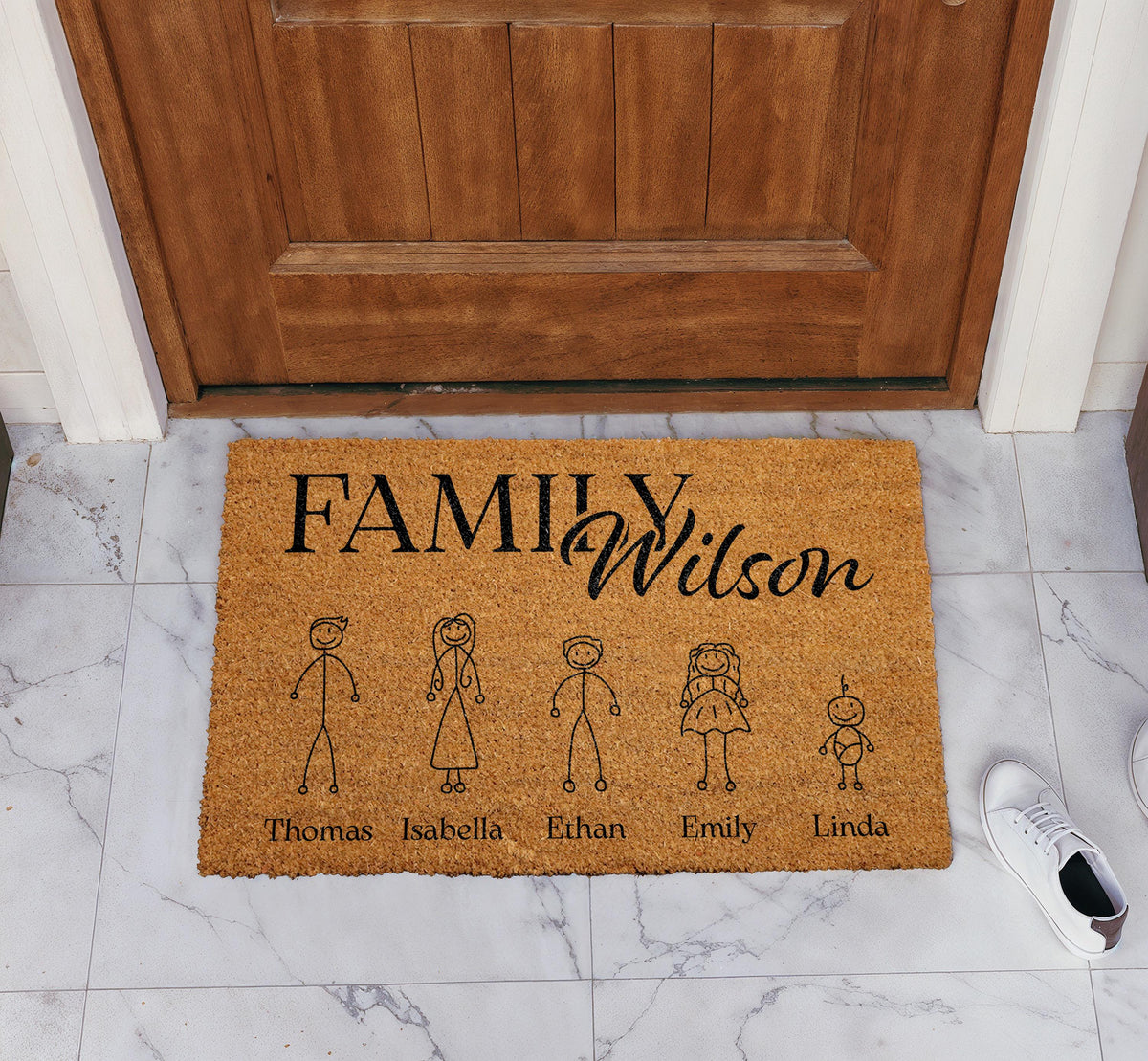 Personalized Family Doormat, Stick Figure Family Welcome Mat
