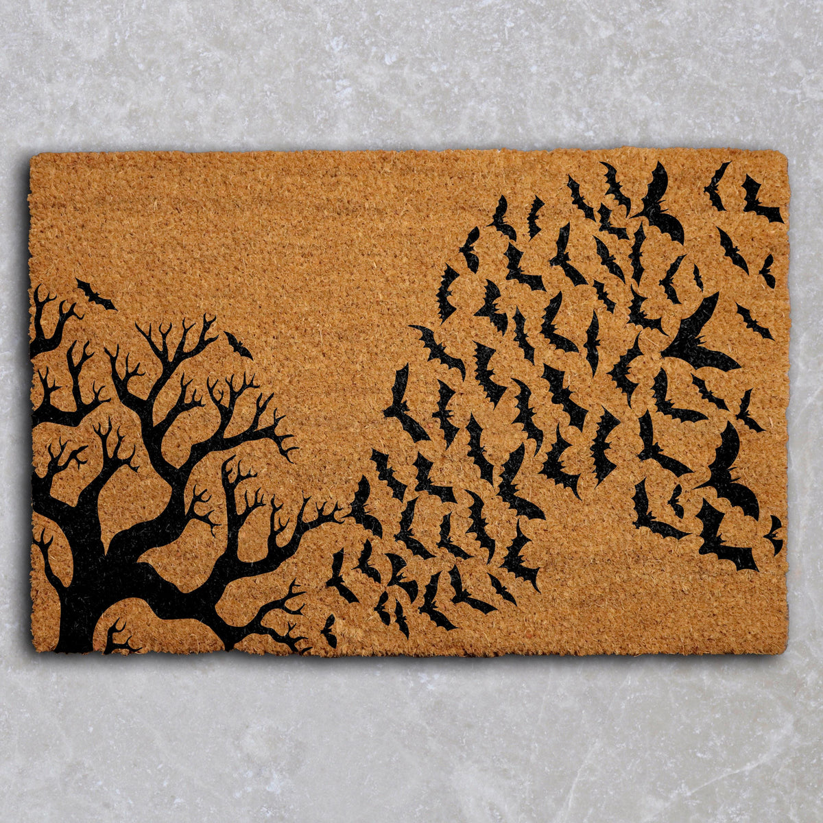 Tree & Bats Doormat, Gothic Home Entrance Decor, Halloween Welcome Mat, Spooky Season Mat