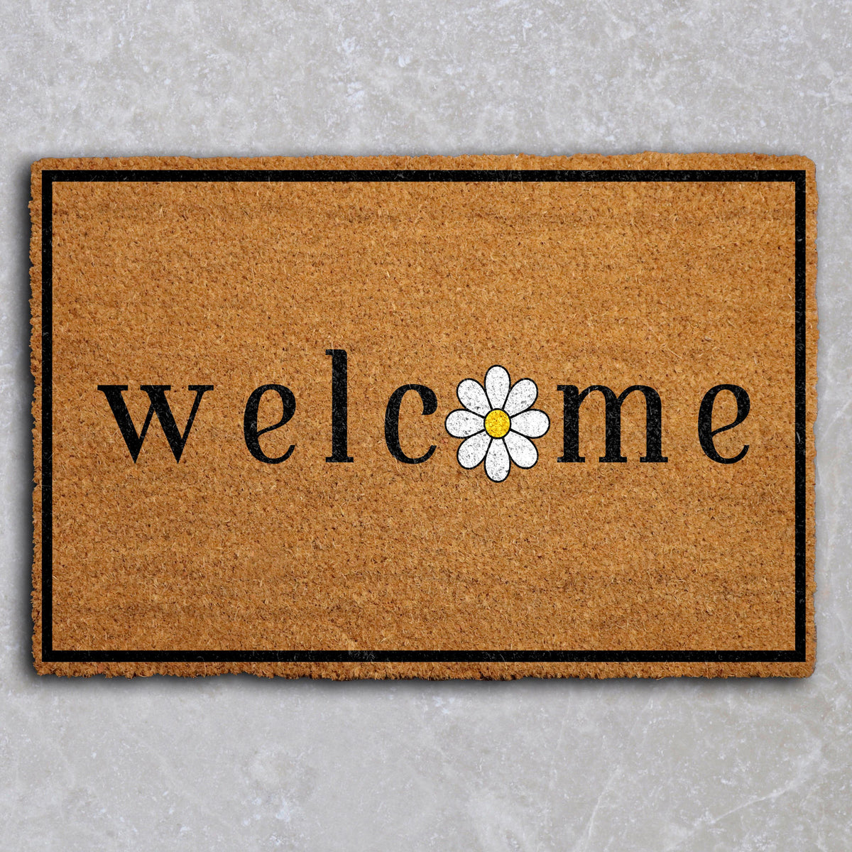Welcome Daisy Doormat, Cute Floral Welcome Mat, Spring Porch Decor, Flower Housewarming Gift