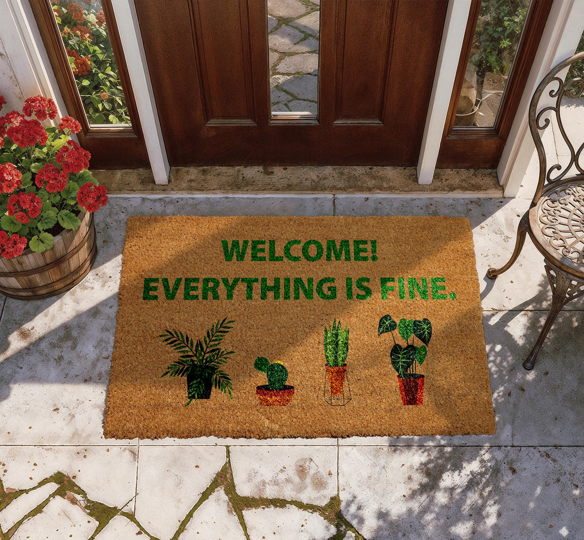 Welcome Everything is Fine Doormat, Funny Welcome Mat, Good Place Home Decor