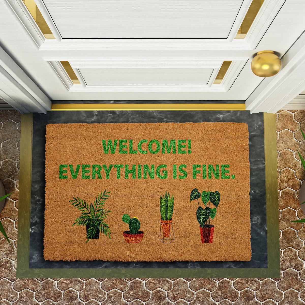 Welcome Everything is Fine Doormat, Funny Welcome Mat, Good Place Home Decor