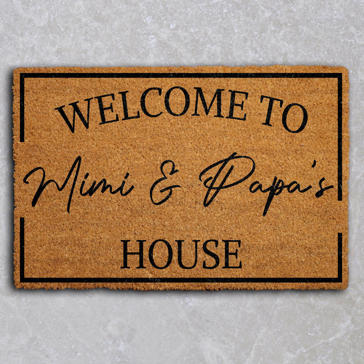 Welcome To Mimi & Papa's House Doormat, Custom Grandparents Welcome Mat