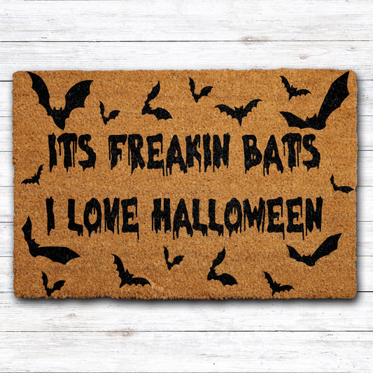 Its Freakin Bats Doormat, Spooky Season Front Porch Rug, I Love Halloween Welcome Mat