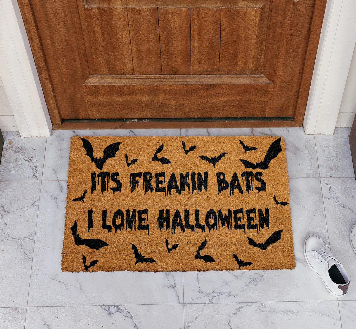 Its Freakin Bats Doormat, Spooky Season Front Porch Rug, I Love Halloween Welcome Mat