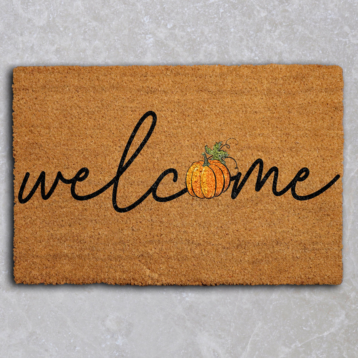 Welcome Pumpkin Doormat, Fall Housewarming Gift, Thanksgiving Front Porch Decor