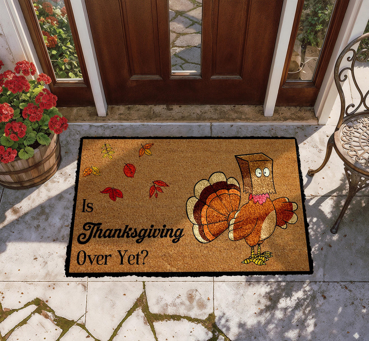 Is Thanksgiving Over Yet Doormat, Funny Thanksgiving Gift, Holiday Front Porch Decor