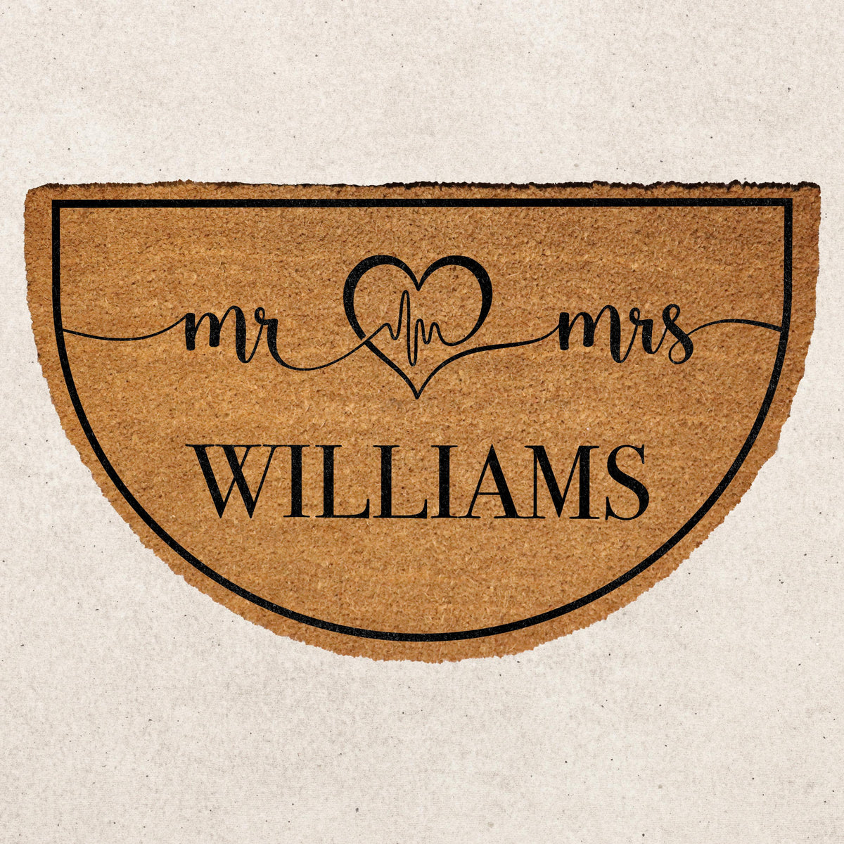 Personalized Mr & Mrs Doormat, Custom Last Name Welcome Mat, Couple's Heartbeat Home Decor