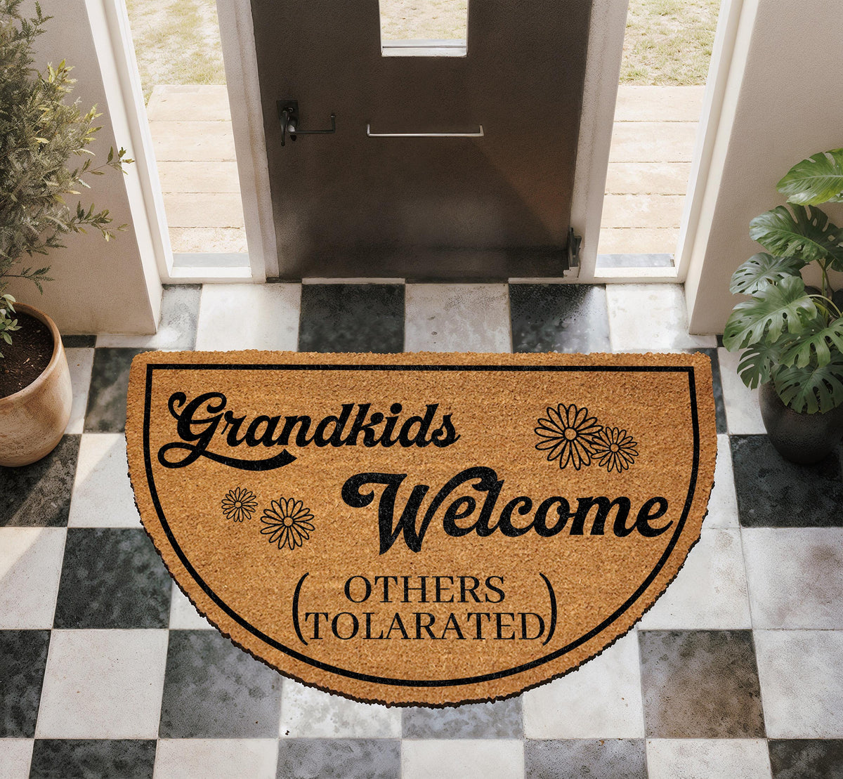 Grandkids Welcome Others Tolerated Doormat, Nana and Papa's House Welcome Mat
