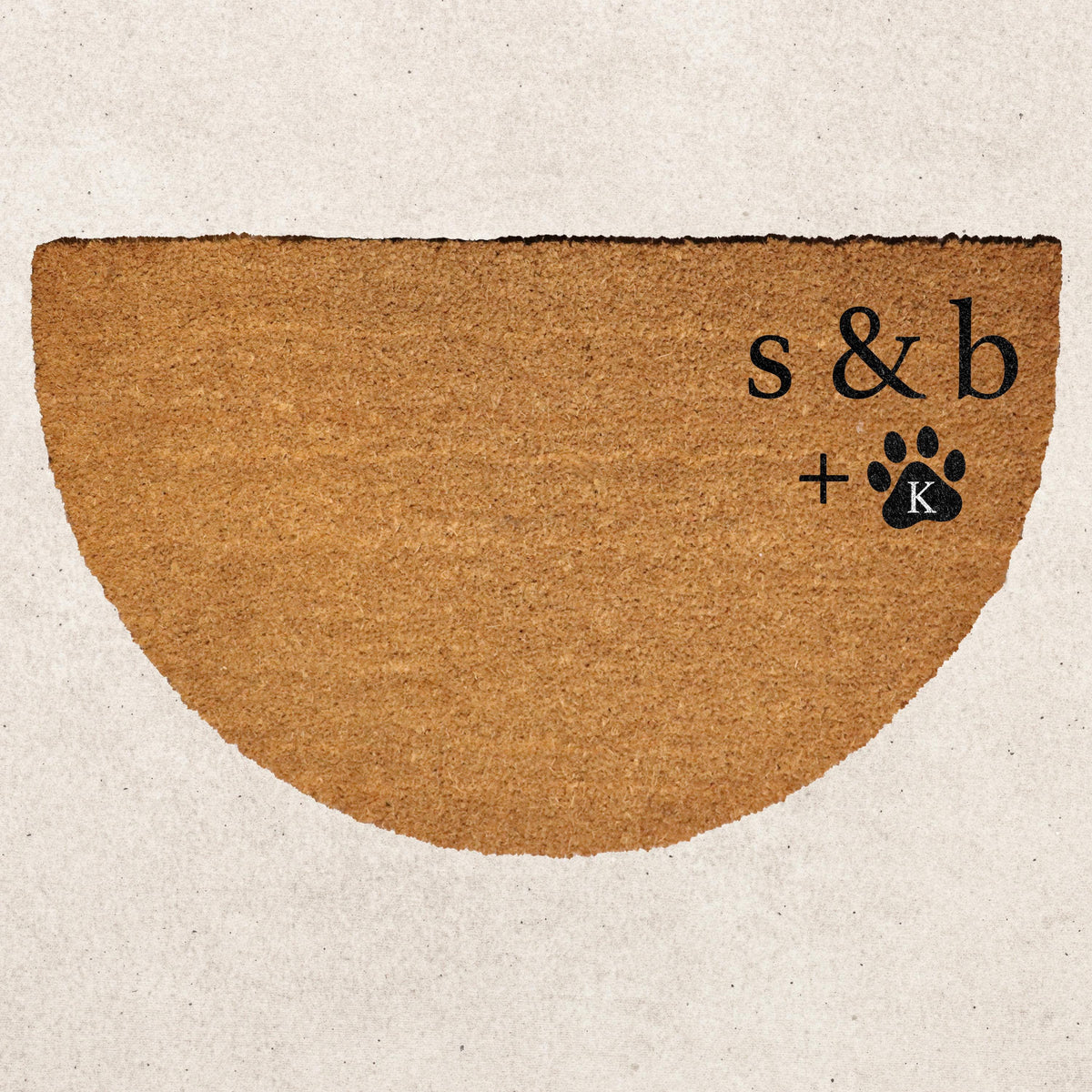 Custom Couple & Pet Doormat, Personalized Initials and Paw Prints Welcome Mat