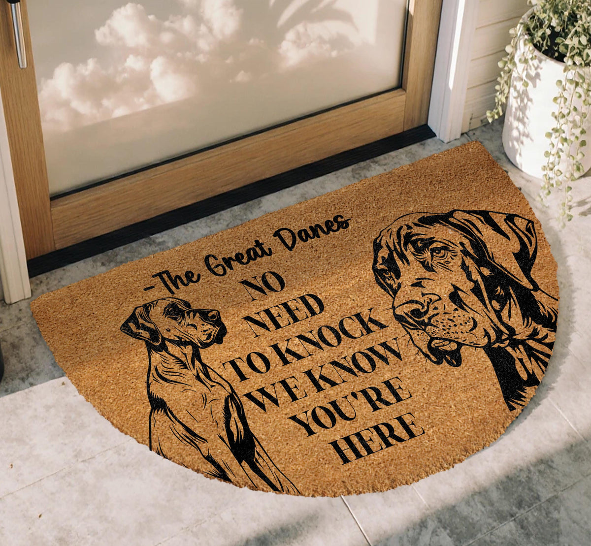 No Need to Knock Doormat, The Great Danes Welcome Mat, Funny Dog Home Decor