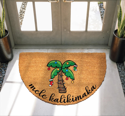 Mele Kalikimaka Doormat, Hawaiian Christmas Mat, Tropical Christmas Home Decor