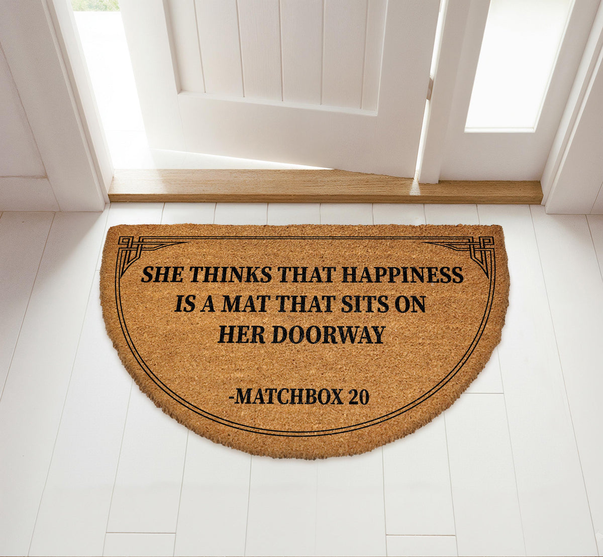 She Thinks That Happiness Is a Mat Doormat, Iconic Song Lyric Welcome Mat