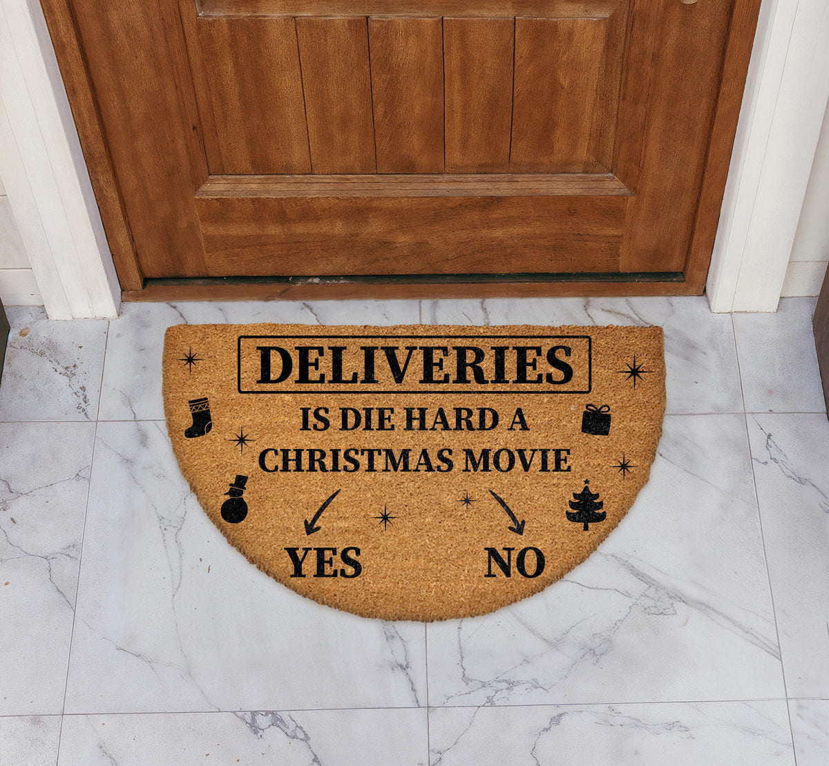 Is Die Hard a Christmas Movie Doormat, Deliveries Welcome Mat, Funny Holiday Home Decor Mat