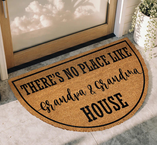 There's No Place Like Grandma and Grandpa's House Doormat, Custom Grandparents Welcome Mat