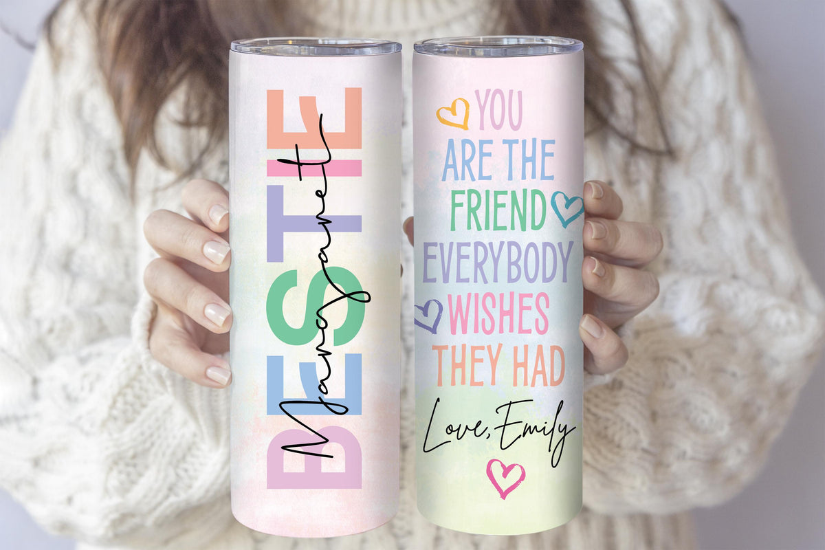 Customizable Colorful Bestie Tumbler With Straw