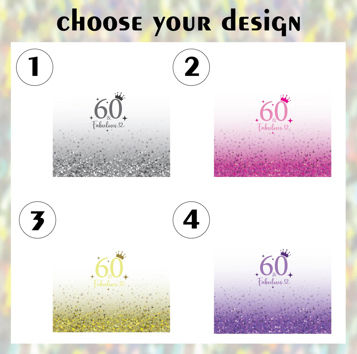Glitter Design 60 & Fabulous Tumbler With Straw