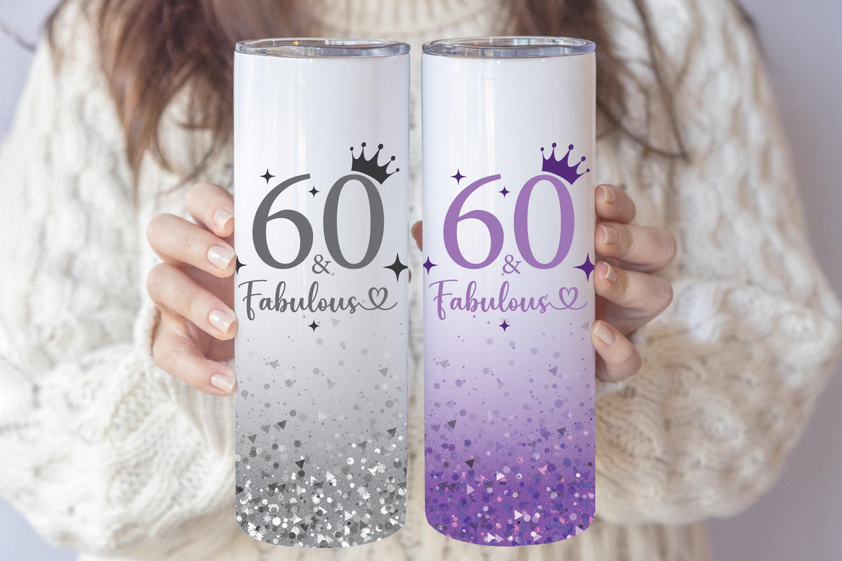 Glitter Design 60 & Fabulous Tumbler With Straw